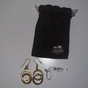 Coach Dangle Gold Hoop Earrings